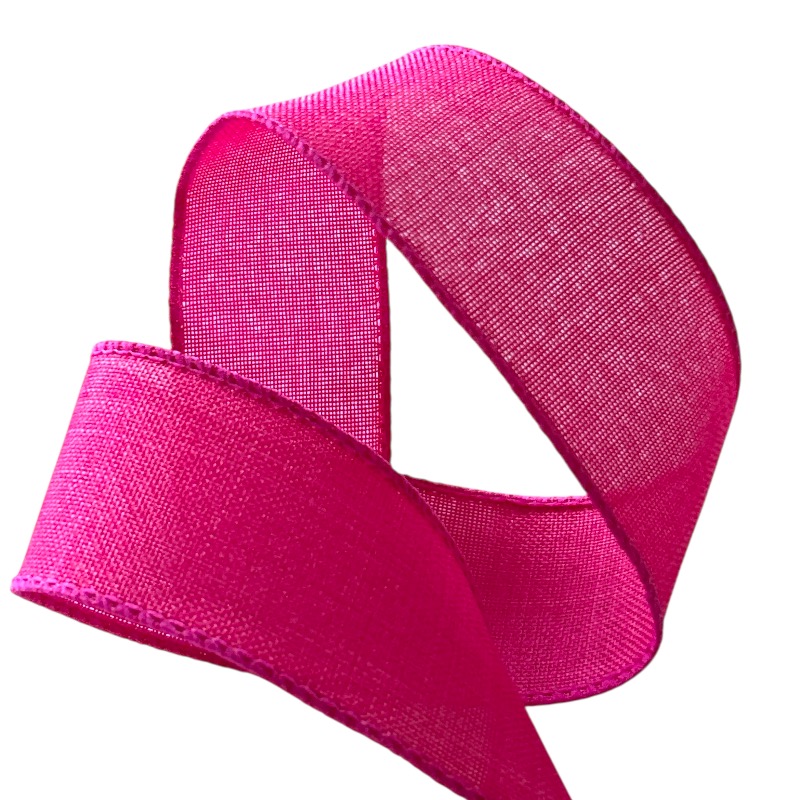 Band mit Drahtkante 38mm - Webband Leinen Look Pink (Rolle 3 Meter) Band mit Drahtkante 38mm - Webband Leinen Look Pink (Rolle 3 Meter)