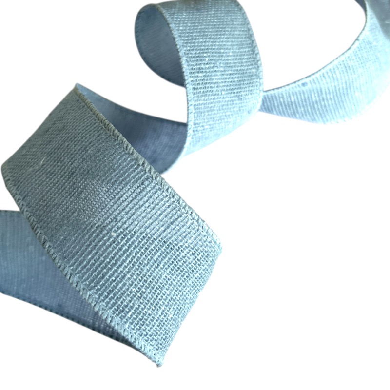 Band mit Drahtkante 38mm - Webband Jute Burlap Look Hell Blau (Rolle 3 Meter) Band mit Drahtkante 38mm - Webband Jute Burlap Look Hell Blau (Rolle 3 Meter)