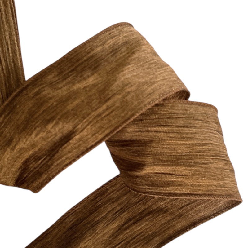 Band mit Drahtkante 63mm - Webband Braun Crinkle (Rolle 3 Meter) Band mit Drahtkante 63mm - Webband Braun Crinkle (Rolle 3 Meter)