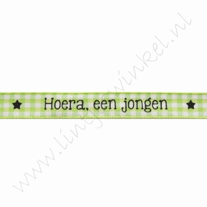 Baby Band 10mm (Rolle 22 Meter) - Hoera, een Jongen Lime