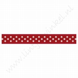 Ripsband Punkte 10mm (Rolle 22 Meter) - Rot Weiß