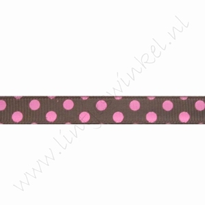 Ripsband Punkte 10mm (Rolle 22 Meter) - Groß Braun Rosa