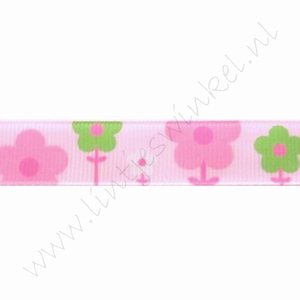 Ripsband Blumen 16mm (Rolle 22 Meter) - Rosa Pink