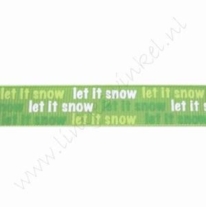 Ripsband Weihnachten 16mm (Rolle 22 Meter) - Let it Snow Grün