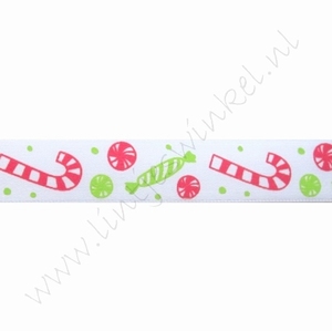 Satinband Weihnachten 16mm (Rolle 22 Meter) - Zuckerstangen