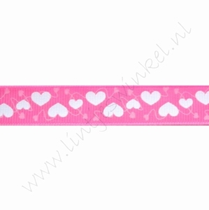 Ripsband Herzen 16mm (Rolle 22 Meter) - Rosa Weiß