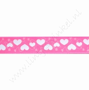 Ripsband Herzen 16mm (Rolle 22 Meter) - Rosa Weiß