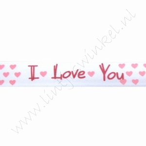 Satinband Herzen 16mm (Rolle 22 Meter) - I Love You Herzen