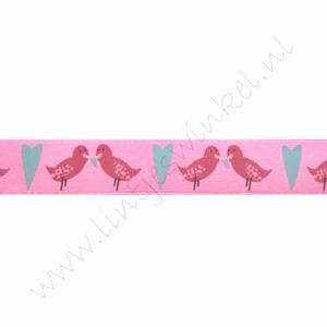 Satinband Herzen 16mm (Rolle 22 Meter) - Lovebirds Pink