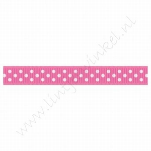 Ripsband Punkte 10mm (Rolle 22 Meter) - Pink Weiß