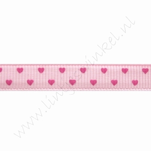 Ripsband Herzen 10mm (Rolle 22 Meter) - Mini Rosa Pink