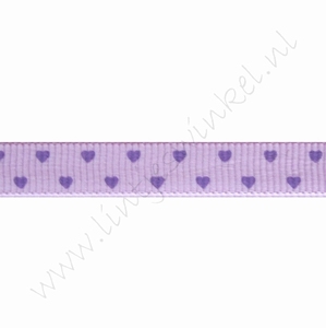 Ripsband Herzen 10mm (Rolle 22 Meter) - Mini Lavendel Lila