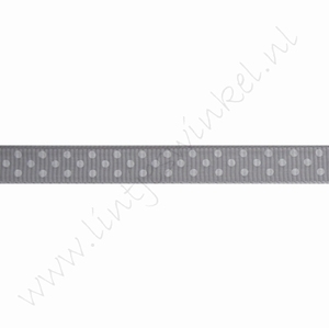 Ripsband Punkte 10mm (Rolle 22 Meter) - Hell Grau Weiß