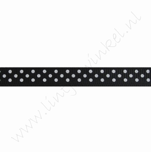 Ripsband Punkte 10mm (Rolle 22 Meter) - Schwarz Weiß