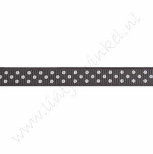 Ripsband Punkte 10mm (Rolle 22 Meter) - Dunkel Grau Weiß