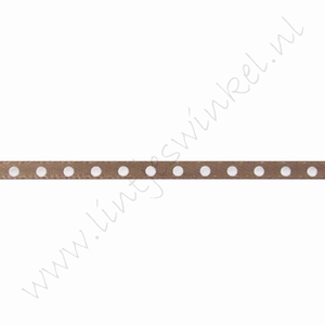 Satinband Punkte 3mm (Rolle 22 Meter) - Taupe Weiß