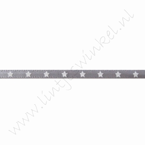 Satinband Sterne 3mm (Rolle 22 Meter) - Silber Grau Weiß