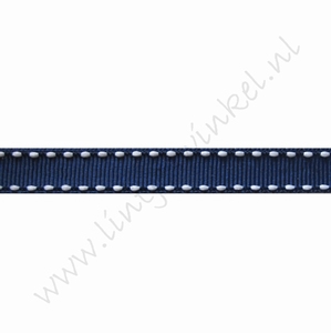 Ripsband Stickerei 10mm (Rolle 22 Meter) - Marine Weiß