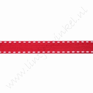 Ripsband Stickerei 10mm (Rolle 22 Meter) - Rot Weiß