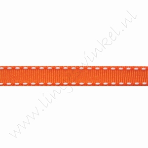 Ripsband Stickerei 10mm (Rolle 22 Meter) - Orange Weiß