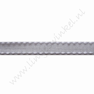 Ripsband Stickerei 10mm (Rolle 22 Meter) - Silber Grau Weiß