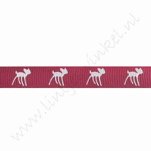 Ripsband Aufdruck 10mm (Rolle 22 Meter) - Bambi Dunkel Rosa