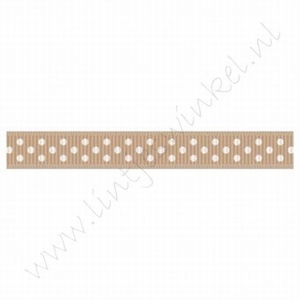 Ripsband Punkte 10mm (Rolle 22 Meter) - Hell Braun Weiß