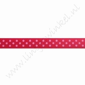 Satinband Punkte 10mm (Rolle 22 Meter) - Rot Rosa