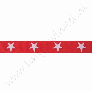Ripsband Sterne 10mm (Rolle 22 Meter) - Rot Weiß