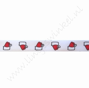 Satinband Weihnachten 10mm (Rolle 22 Meter) - Nikolausmütze Rot