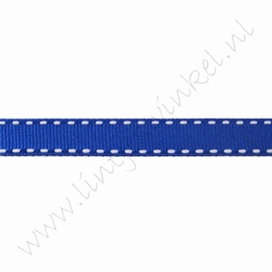 Ripsband Stickerei 10mm (Rolle 22 Meter) - Dunkel Blau Weiß