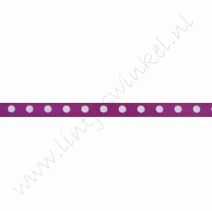 Satinband Punkte 3mm (Rolle 22 Meter) - Violett Weiß