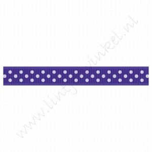 Ripsband Punkte 10mm (Rolle 22 Meter) - Lila Weiß