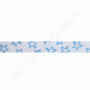 Ripsband Sterne Offen 10mm (Rolle 22 Meter) - Weiß Aqua