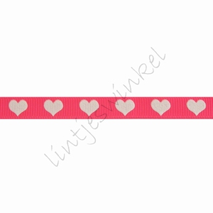 Glow in the dark Band 10mm (Rolle 22 Meter) - Ripsband Herz Shocking Pink