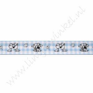 Baby Band 12mm (Rolle 22 Meter) - Wusel & Pip Karo Blau