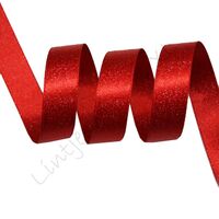 Metallic Satinband 10mm - Rot Silber (250)