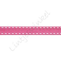 Ripsband Sattelstich 10mm - Pink Weiß