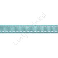 Ripsband Sattelstich 10mm - Hell Türkis Weiß