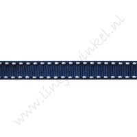 Ripsband Sattelstich 10mm - Marine Weiß