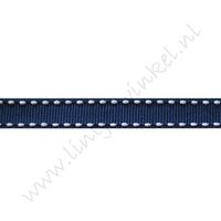 Ripsband Sattelstich 10mm - Marine Weiß