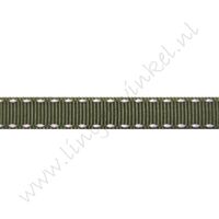 Ripsband Sattelstich 10mm - Olivgrün Weiß