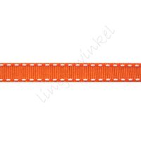 Ripsband Sattelstich 10mm - Orange Weiß