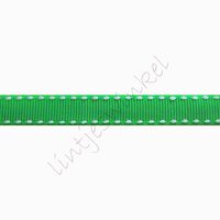 Ripsband Sattelstich 10mm - Emerald Grün Weiß
