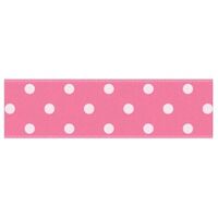 Satinband Punkte (3) 22mm - Pink Weiß