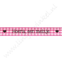 Baby Band 10mm - Hoera, een Meisje Karo Fuchsia