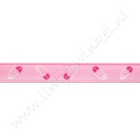 Baby Ripsband 10mm - Sicherheitsnadel Rosa