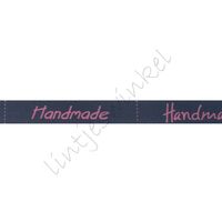 Satinband Text 10mm - Handmade Marine Pink