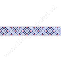 Satinband Hollandia 12mm - Fliese Delft Weiß
