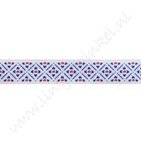 Satinband Hollandia 12mm - Fliese Delft Weiß